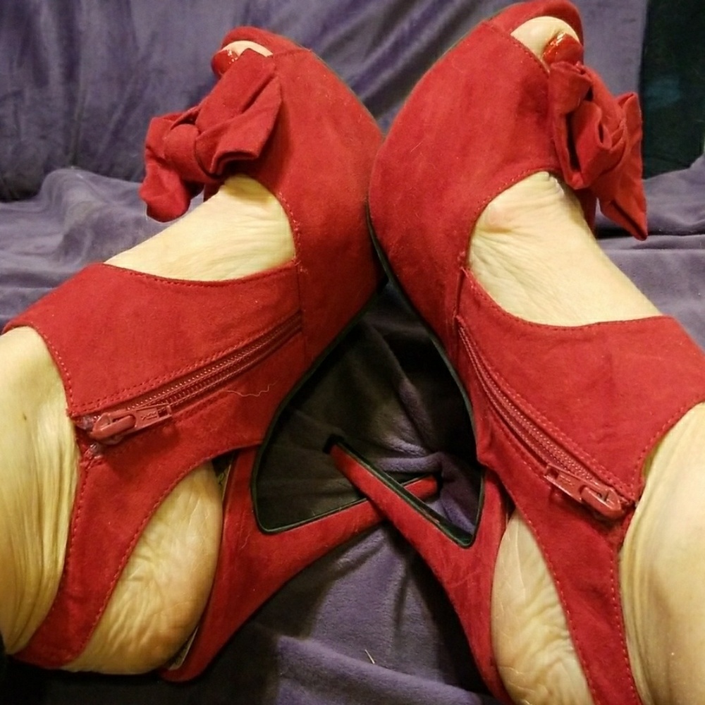 Red suede shoes